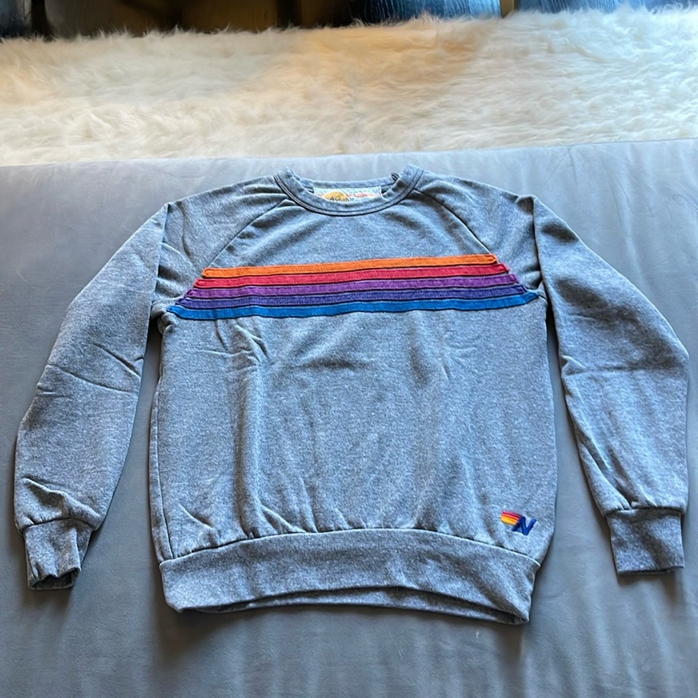 Aviator Nation Unisex relaxed crew  stripe In Grey Size XS/ great condition